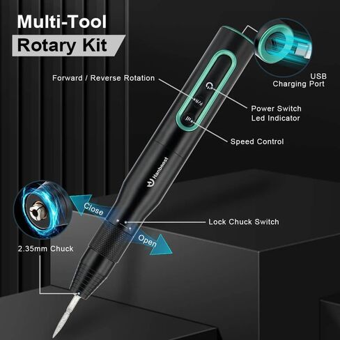 Hanboost S2 5V Cordless Rotary Tool Kit - 6-Speed 54 Accessories 1100mAh 30,000RPM 200gcm LED Display USB C Charge Torque Silent Motor for Carving, Polishing, Grinding, Drilling, DIY Crafts & Pet Care in Saudi Arabia