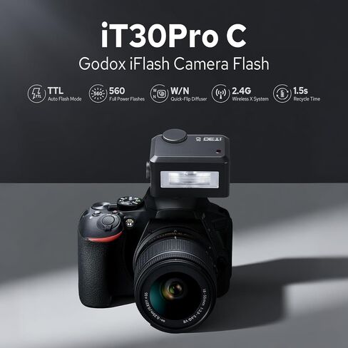 Godox IT30PRO-C TTL MINI Flash لكاميرات الكنسي ، شاشة تعمل باللمس 1/8000S HSS 2.4G Wireless Flash Speedlite ، بطارية مدمجة in Saudi Arabia