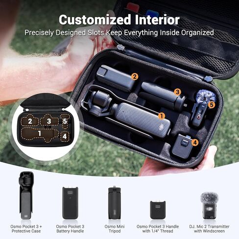 Magnetic Pocket 3 Phone Holder + Hard Shell Case: Magnetic Phone Holder for DJI Osmo Pocket 3 with Arca Swiss Design & 1/4"-20 & Angle Adjust with Portable EVA Protect Bag With 53.54" Long Strap in Saudi Arabia