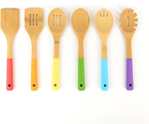 Rainbow Bamboo Kitchen Utensil Set for Kids – Montessori-Inspired 6-Piece Real Cooking Tools | Ages 2+ | Natural Bamboo | Color-Coded | Eco-Friendly Gift for Toddlers & Preschoolers in Saudi Arabia