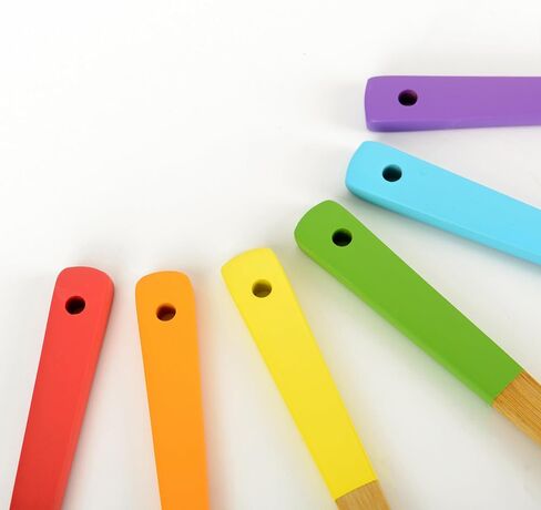 Rainbow Bamboo Kitchen Utensil Set for Kids – Montessori-Inspired 6-Piece Real Cooking Tools | Ages 2+ | Natural Bamboo | Color-Coded | Eco-Friendly Gift for Toddlers & Preschoolers in Saudi Arabia