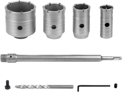 Dry Core Drill Bit Set for Concrete 6 Pieces – 30/40/50/68mm Alloy Hole Saws with 320mm Round Shank & SDS-Plus Adapter – for Brick, Masonry, Cement, Stone, Tile, and AC Installation in Saudi Arabia