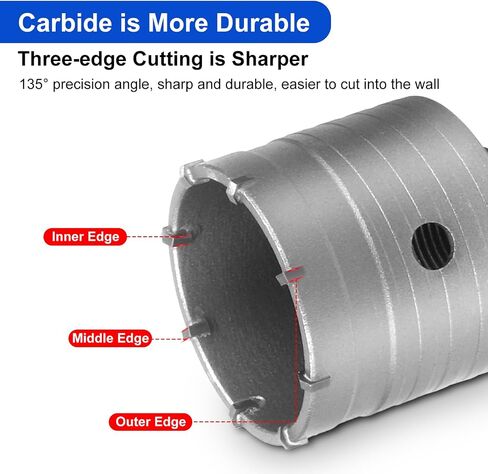 Dry Core Drill Bit Set for Concrete 6 Pieces – 30/40/50/68mm Alloy Hole Saws with 320mm Round Shank & SDS-Plus Adapter – for Brick, Masonry, Cement, Stone, Tile, and AC Installation in Saudi Arabia