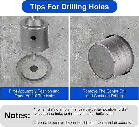 Dry Core Drill Bit Set for Concrete 6 Pieces – 30/40/50/68mm Alloy Hole Saws with 320mm Round Shank & SDS-Plus Adapter – for Brick, Masonry, Cement, Stone, Tile, and AC Installation in Saudi Arabia
