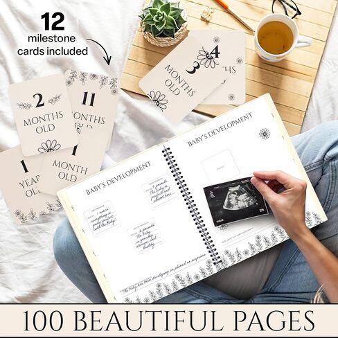 مجلات الحمل للأمهات مع بطاقات معلمة ، كتاب ذي تذكار Baby Journal مع 100 صفحة ، دوامة داخلية ملزمة Journal in Saudi Arabia