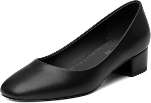 Women's Low Heel Pumps 1.2 Inch Square Toe Slip On Chunky Block Heel Comfortable Dress Shoes for Office Work Business Casual Professional in Kuwait