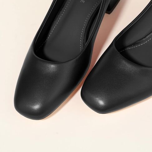 Women's Low Heel Pumps 1.2 Inch Square Toe Slip On Chunky Block Heel Comfortable Dress Shoes for Office Work Business Casual Professional in Kuwait