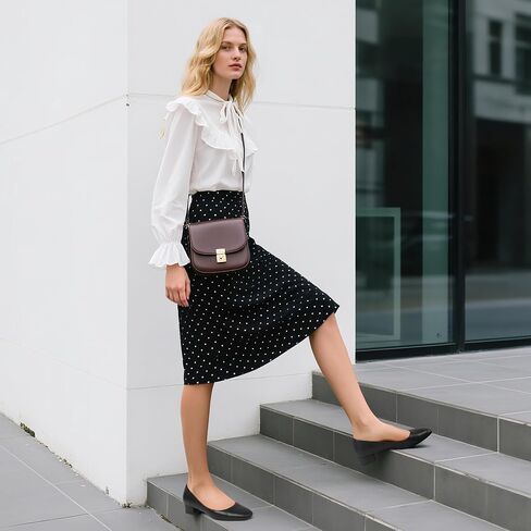 Women's Low Heel Pumps 1.2 Inch Square Toe Slip On Chunky Block Heel Comfortable Dress Shoes for Office Work Business Casual Professional in Kuwait