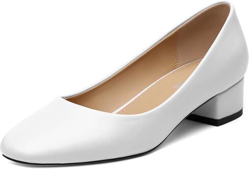 Women's Low Heel Pumps 1.2 Inch Square Toe Slip On Chunky Block Heel Comfortable Dress Shoes for Office Work Business Casual Professional in Kuwait