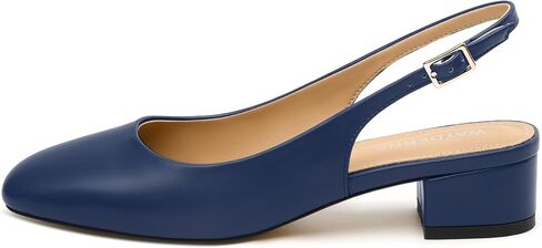 مضخات Wayderns للنساء منخفضة كتلة كعب مكتنزة Slingback Square Tee Heels Comfort Dress Shoes لمكتب حفل الزفاف 1.5 بوصة in Saudi Arabia