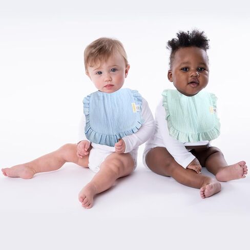 usakinon® Organic Cotton Baby Bibs 2 Pack – Front-Closure Design, CPC Certified, GOTS Certified, Machine Washable (BlueGreen) in Saudi Arabia