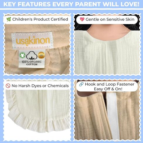 100% Organic Muslin Cotton Baby Bibs 2 Pack in Saudi Arabia