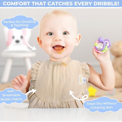100% Organic Muslin Cotton Baby Bibs 2 Pack in Saudi Arabia