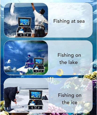ASHATA Underwater Fishing Camera, 5MP 1080P HD Fish Finder with 7 Inch 1500 Nits Screen and 8 LED Lights, for Ice Fishing Aquaculture Raft Fishing in Saudi Arabia
