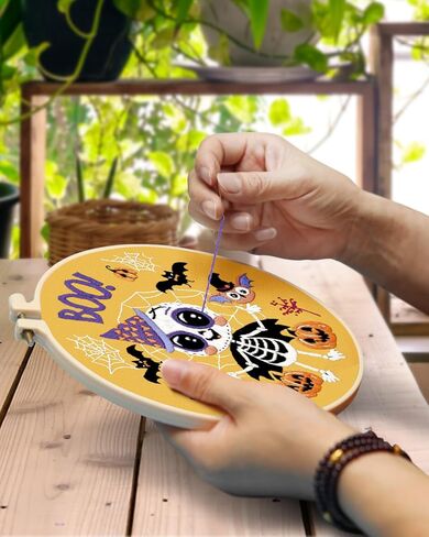 TINDTOP 3 Sets Embroidery Kit for Adult for Beginners, Hummingbird and Flower Embroidery Kit for Beginners Include Embroidery Cloth Hoops Threads for Craft Lover with Embroidery Skill Techniques in Kuwait