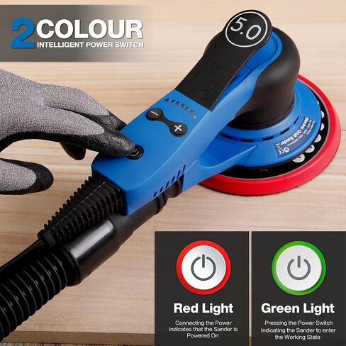 Electric 5mm Random Orbital Sander, Brushless 350W Low Vibration Orbital Sander, 6Inch Backing Pad, 7 Variable Speed (4000-10000RPM), Handheld Sanders for Surface Refinish, Woodworking, Cord 5M in Saudi Arabia