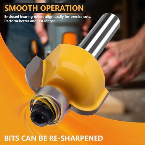 مجموعة أجهزة التوجيه مجموعة 1/4 بوصة من 15 قطعة ، 1/4 شانك كربيد تونغستن مزيل التوجيه لعمالة الخشب المحترفة والمبتدئين مع صندوق تخزين خشبي ، أدوات الأعمال الخشبية in Kuwait