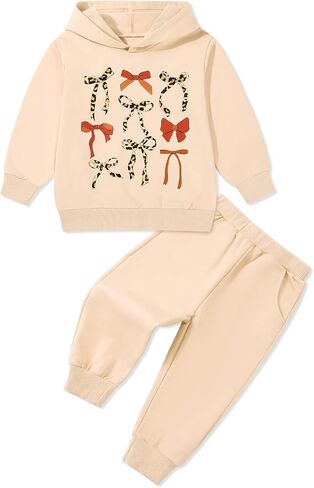 Toddler Baby Girl Clothes Fall Outfits Bowknot Sweatshirt Top Pants Set for Girls 18 24 Months 2T 3T 4T 5T 6-7 Years in Kuwait
