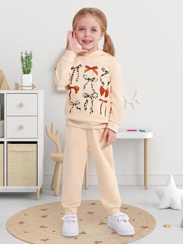 Toddler Baby Girl Clothes Fall Outfits Bowknot Sweatshirt Top Pants Set for Girls 18 24 Months 2T 3T 4T 5T 6-7 Years in Kuwait