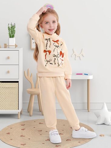 Toddler Baby Girl Clothes Fall Outfits Bowknot Sweatshirt Top Pants Set for Girls 18 24 Months 2T 3T 4T 5T 6-7 Years in Kuwait