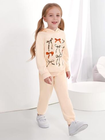Toddler Baby Girl Clothes Fall Outfits Bowknot Sweatshirt Top Pants Set for Girls 18 24 Months 2T 3T 4T 5T 6-7 Years in Kuwait