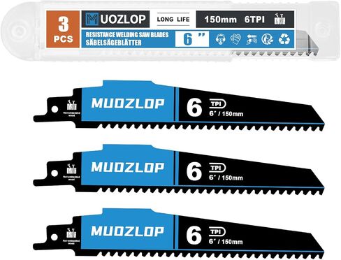 3 Pack 6 inch Reciprocating Saw Blades Set， 3 TPI High Carbon Saw Blades for Wood Cutting ，Saw Blades with Organizer Case (3, 3T/6inch) in Saudi Arabia