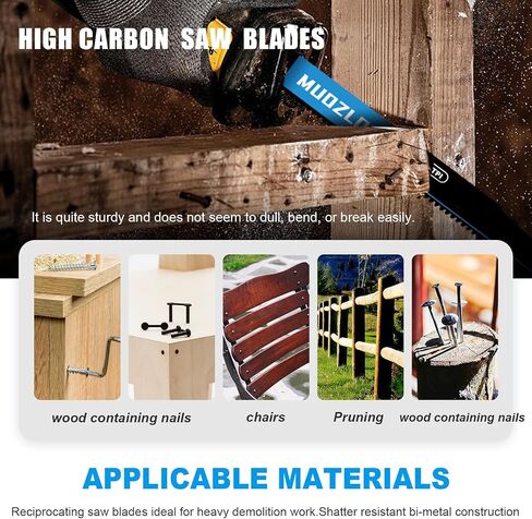 3 Pack 6 inch Reciprocating Saw Blades Set， 3 TPI High Carbon Saw Blades for Wood Cutting ，Saw Blades with Organizer Case (3, 3T/6inch) in Saudi Arabia