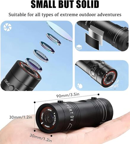 Motorcycle Helmet Camera, HD 1080P Bike Helmet Camera, Mini Action Camera for Cars, Bicycle, Motorbike & Sports Helmet (with 64GB U3 Card) in Saudi Arabia