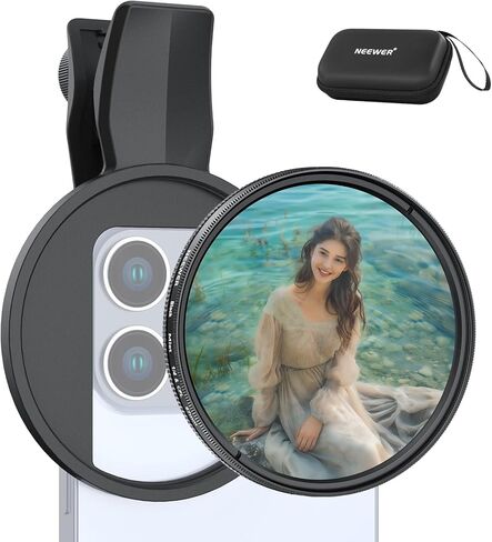 NEEWER 2 in 1 67mm Clip On CPL & Black Mist Diffusion 1/4 Filter Compatible with iPhone 16 15 Pro Max Plus 16e 14 13 Mini 12, Circular Polarizing Phone Camera Lens Photography Accessories Kit, FL-B35 in Saudi Arabia