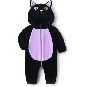 Toddler Baby Black Cat Halloween Animal Jumpsuit Long Sleeve Hooded Zipper Snowsuit Infant Warm Fall Winter Clothes in Saudi Arabia