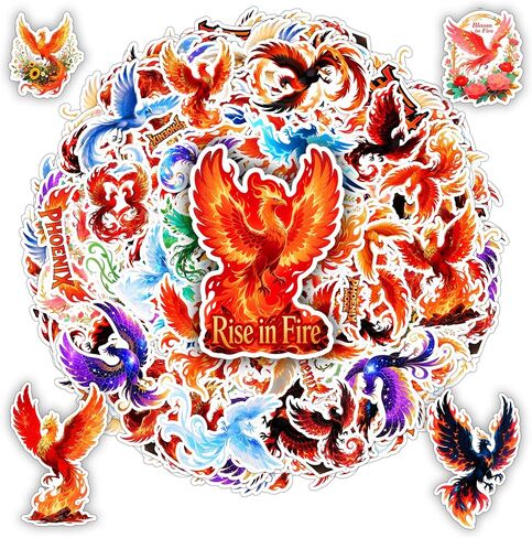 108 pcs Magic Phoenix Sticker Fire, Dark, Lighting, Ice, Water Chibi Stickers Vinyl Waterproof for Kids Car Decal, Hard hat Scrapbook Birthday Christmas Gift Funny Girl Boy in Kuwait