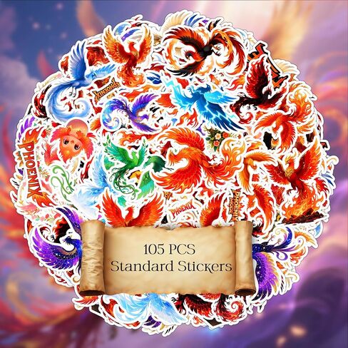 108 pcs Magic Phoenix Sticker Fire, Dark, Lighting, Ice, Water Chibi Stickers Vinyl Waterproof for Kids Car Decal, Hard hat Scrapbook Birthday Christmas Gift Funny Girl Boy in Kuwait