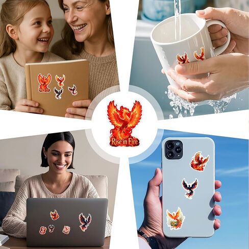 108 pcs Magic Phoenix Sticker Fire, Dark, Lighting, Ice, Water Chibi Stickers Vinyl Waterproof for Kids Car Decal, Hard hat Scrapbook Birthday Christmas Gift Funny Girl Boy in Kuwait