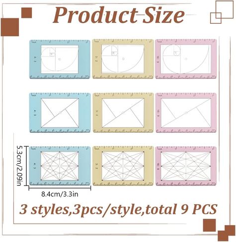 9 Pcs Photo Composition View Finder Tool Portable Golden Ratio Viewfinder Acrylic View Finder Rule for Photography Painters Artists Landscape Catcher Portrait Photography in Saudi Arabia