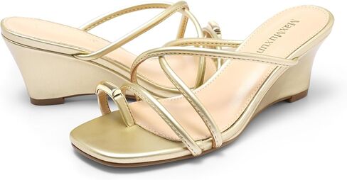 Maxmuxun نساء 2.75in إسفين سترايس سترايس مريحة انزلاق الصيف غير الرسمي على أخمص القدمين يتخبط in Kuwait