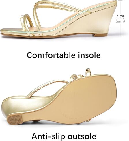 Maxmuxun نساء 2.75in إسفين سترايس سترايس مريحة انزلاق الصيف غير الرسمي على أخمص القدمين يتخبط in Kuwait