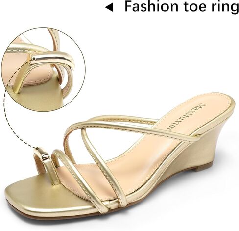 Maxmuxun نساء 2.75in إسفين سترايس سترايس مريحة انزلاق الصيف غير الرسمي على أخمص القدمين يتخبط in Kuwait