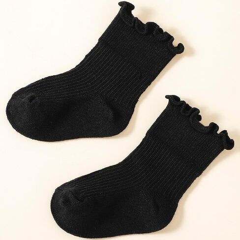 7 Pairs Baby Girls Ruffle Socks Toddler Infant Girls Boys Frilly Cute Ankle Socks Soft Cotton Size 3M - 5Y in Saudi Arabia
