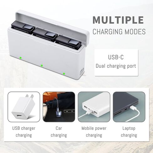Osmo Action 4/3 بطارية Charger Charger Kit 3 عبوات ومركز سريع للشاحن سريعًا ، متوافق مع DJI Osmo Action 4 ، Osmo Action 3 Camera ، 1850mAh Battery Pratect in Kuwait
