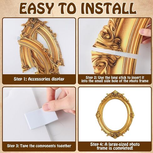 Large Photo Booth Props 32 x 24 Inch Gold Picture Selfie Frame Vintage Photo Round Frame Creative Friends Party Selfie Props Accessories for Wedding Birthday Bridal Shower Bachelorette Party Supplies in Saudi Arabia