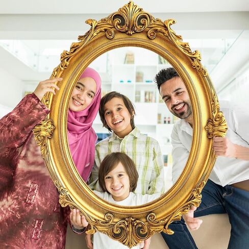 Large Photo Booth Props 32 x 24 Inch Gold Picture Selfie Frame Vintage Photo Round Frame Creative Friends Party Selfie Props Accessories for Wedding Birthday Bridal Shower Bachelorette Party Supplies in Saudi Arabia