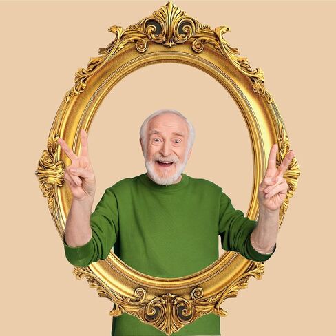 Large Photo Booth Props 32 x 24 Inch Gold Picture Selfie Frame Vintage Photo Round Frame Creative Friends Party Selfie Props Accessories for Wedding Birthday Bridal Shower Bachelorette Party Supplies in Saudi Arabia