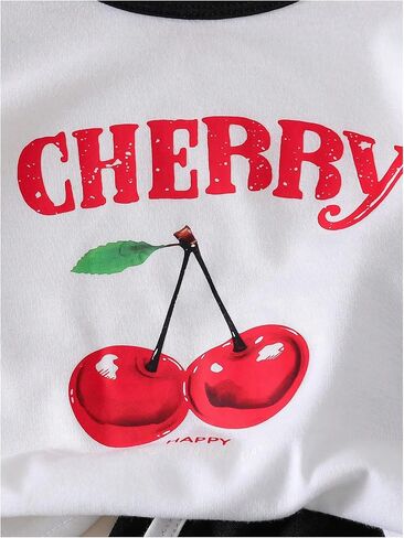 Toddler Girl's 2 Piece Summer Outfits Short Sleeve Cherry Graphic Tees and Mini Dolphin Shorts Sets in Saudi Arabia
