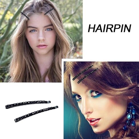 4 Pcs Black Rhinestone Barrettes, Crystal Diamond Bobby Pin, Shiny Hair Pin, Hairpin, Sparkly Hair Decoration for Women Clip Bangs Metal Hair Clip Hair Pins Hair Accessories in Saudi Arabia