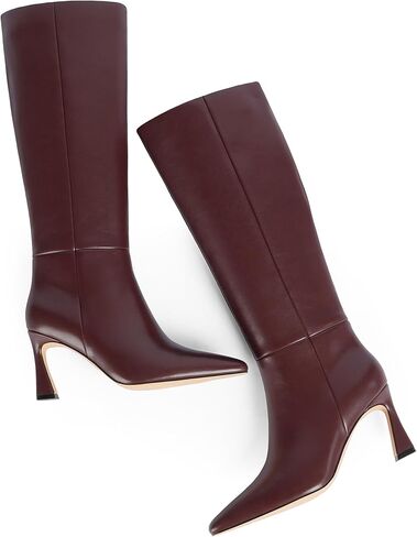 Modatope Knee High Boots for Women Pointed Square Toe Stiletto Heel Tall Boots High Heel Side Zipper Long Boots in Saudi Arabia