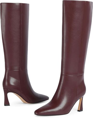 Modatope Knee High Boots for Women Pointed Square Toe Stiletto Heel Tall Boots High Heel Side Zipper Long Boots in Saudi Arabia