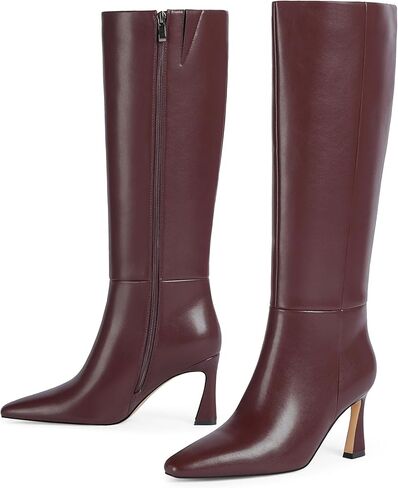 Modatope Knee High Boots for Women Pointed Square Toe Stiletto Heel Tall Boots High Heel Side Zipper Long Boots in Saudi Arabia