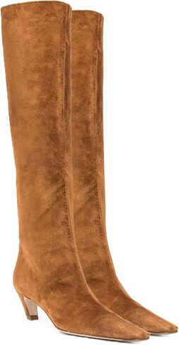 MOOMMO Women Kitten Heel Over Knee High Boots Square Toe Matte Pull On Wide Calf Pleated Low Heel Thigh Boots Stylish Retro Dress Boots Comfort 4-11 M US in Kuwait