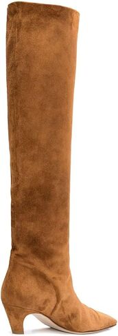 MOOMMO Women Kitten Heel Over Knee High Boots Square Toe Matte Pull On Wide Calf Pleated Low Heel Thigh Boots Stylish Retro Dress Boots Comfort 4-11 M US in Kuwait