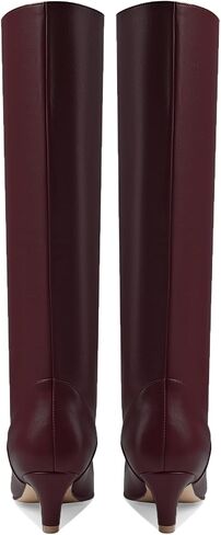 MOOMMO Women Kitten Heel Over Knee High Boots Square Toe Matte Pull On Wide Calf Pleated Low Heel Thigh Boots Stylish Retro Dress Boots Comfort 4-11 M US in Kuwait
